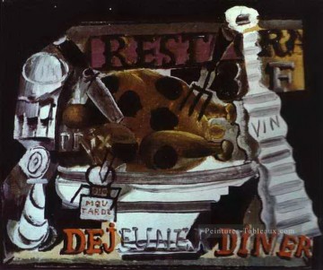  key tableaux - Le restaurant Turquie avec truffes et vin 1912 cubiste Pablo Picasso
